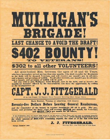 Mulligan's Brigade Civil War Recruiting Poster