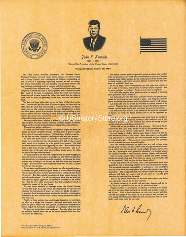 President John F. Kennedy's Inaugural Address 1961 [small poster size]