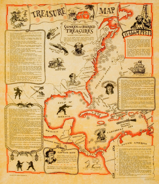 Pirate Treasure Map of Sunken and Buried Treasure [large poster size]